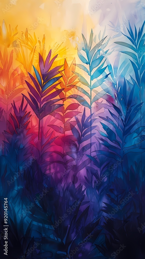 Fototapeta premium nature painting watercolor landscape illustration abstract art decorative painting background