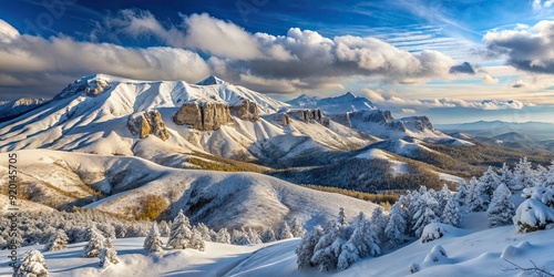 Snow covered mountains in the Crimean Peninsula, Crimea, winter, snow, mountains, landscape, natural beauty