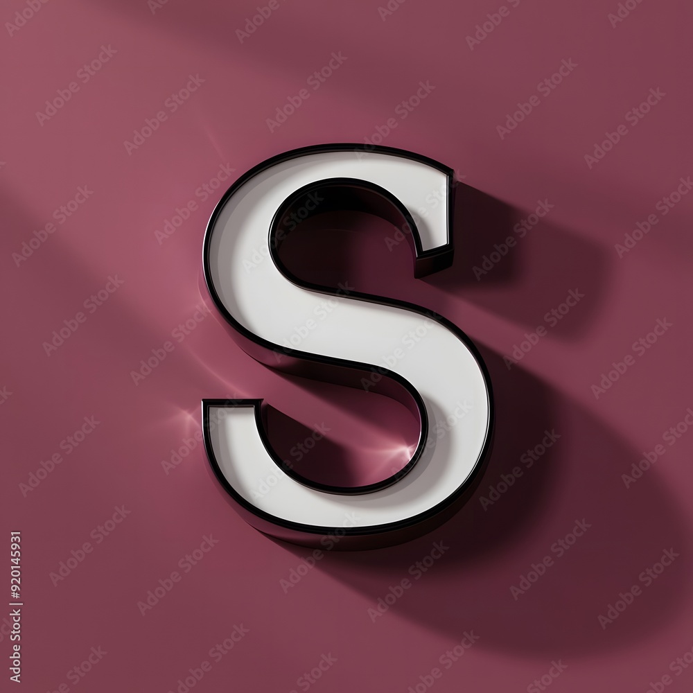 3D letter 'S' with a bold, glossy finish in a vibrant black solid background Generative by Ai