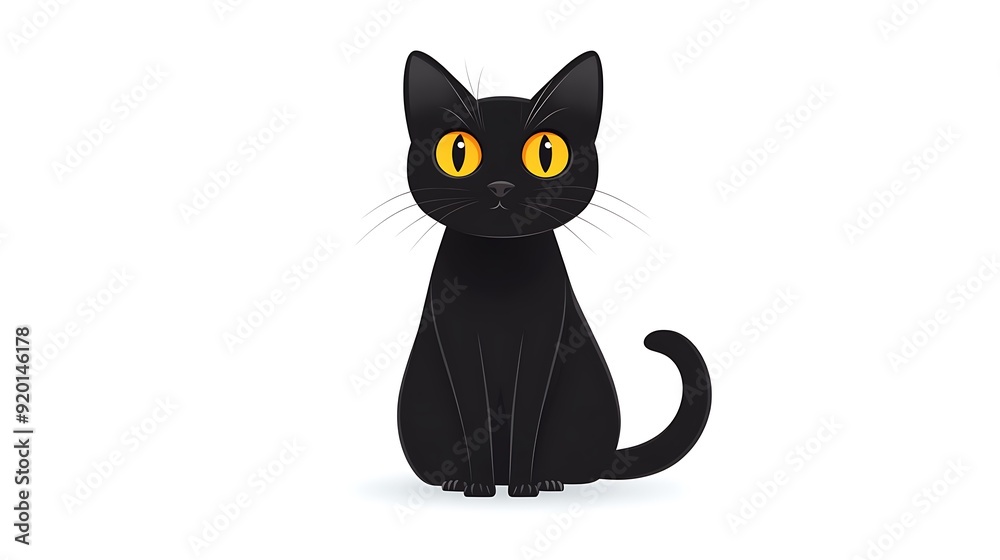 Cartoon Black Cat with Yellow Eyes Cartoon Black Cat with Yellow Eyes