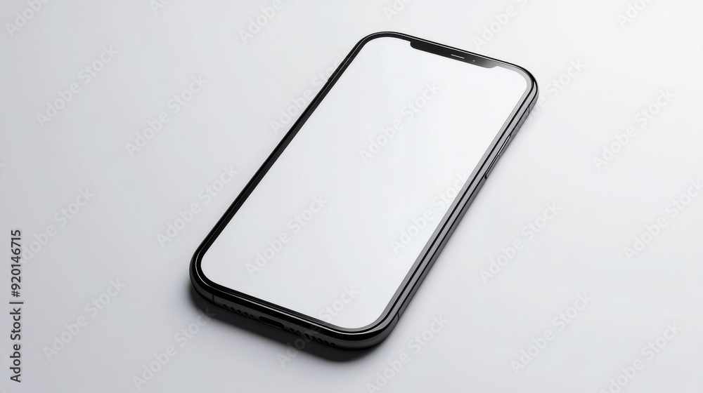 Realistic trendy smartphone mockup with blank white screen isolated on white background. For any user interface test or presentation. stock illustration Realistic trendy smartphone mockup with blank white screen isolated on white background. For any user interface test or presentation. stock illustration
