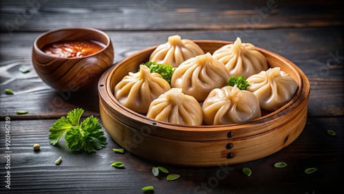 Steamed momos delight isolated on background, Steamed, momos, delight, delicious, snack, cuisine, dumplings