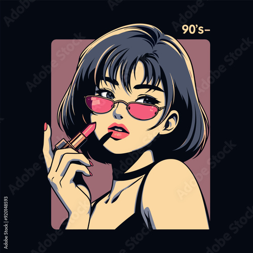 lofi nostalgia, anime girl 90's aesthetics