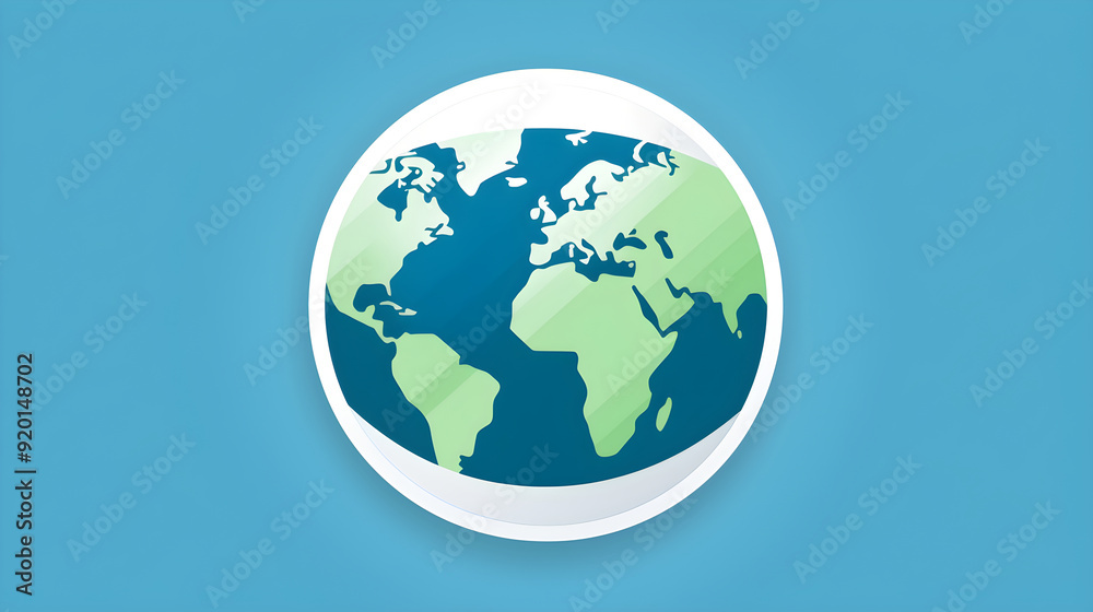 Iconic Representation of the Earth - A Contemporary, Simplified Blue and Green Globe Icon Iconic Representation of the Earth - A Contemporary, Simplified Blue and Green Globe Icon