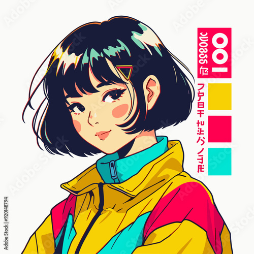 lofi nostalgia, anime girl 90's aesthetics