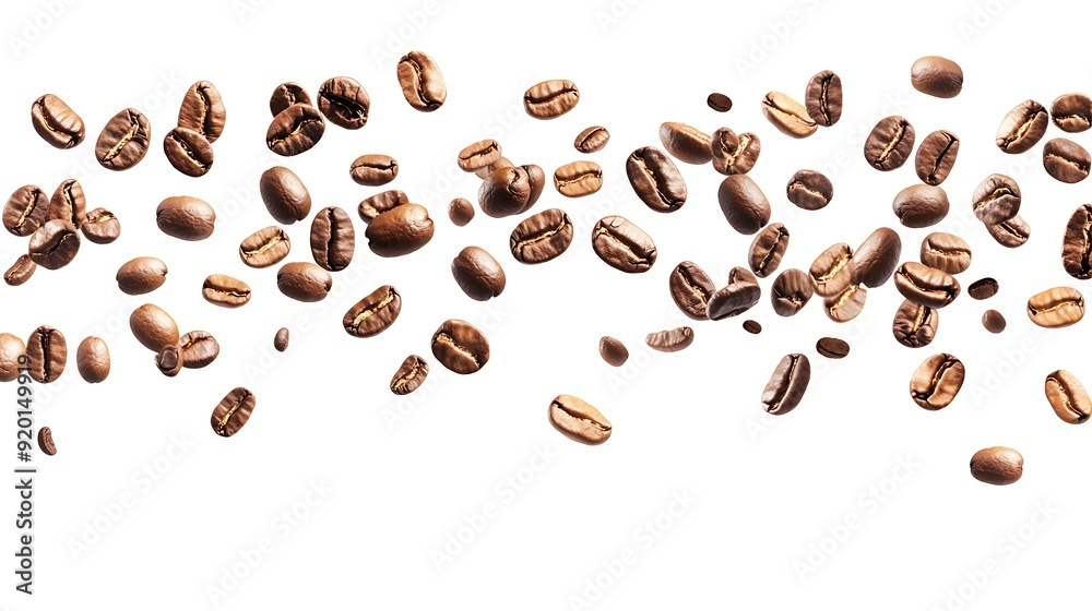 Coffee Beans Falling on a White Background Coffee Beans Falling on a White Background