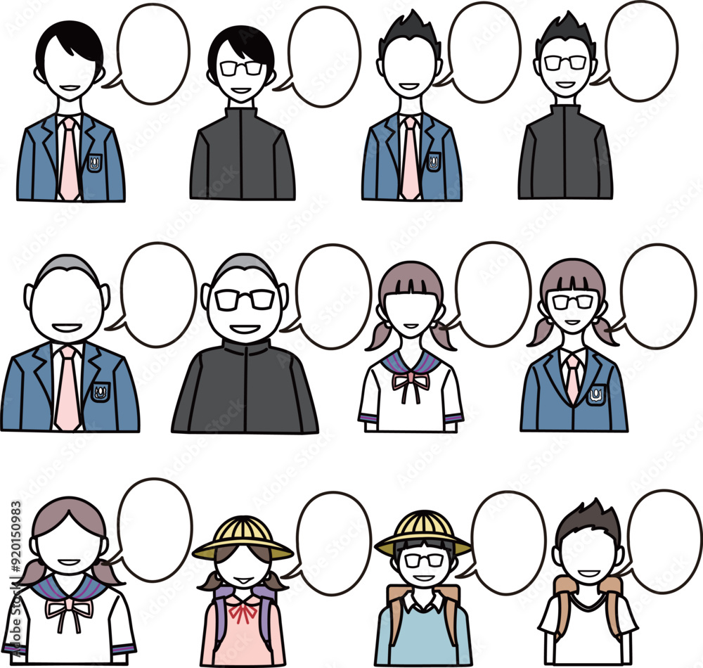 学生 吹き出し アイコンセット 学生 吹き出し アイコンセット