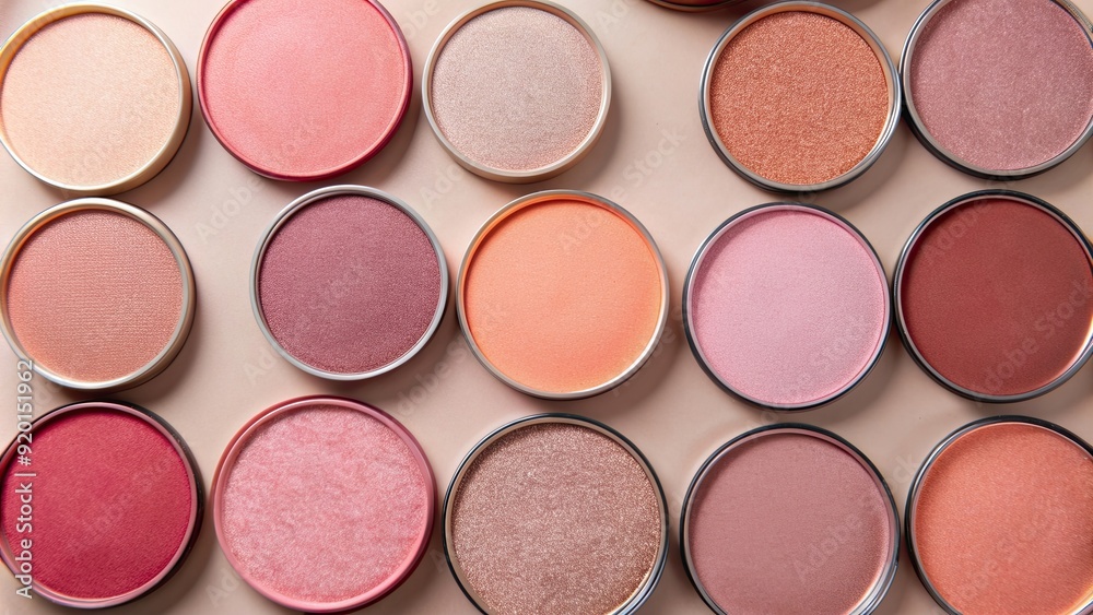 Assortment of various shades of blush makeup , blush, makeup, beauty, cosmetics, assortment, different, shades