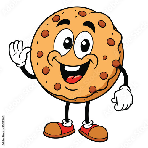 Cartoon mascot of chocolate chip cookie number 1 fans character design