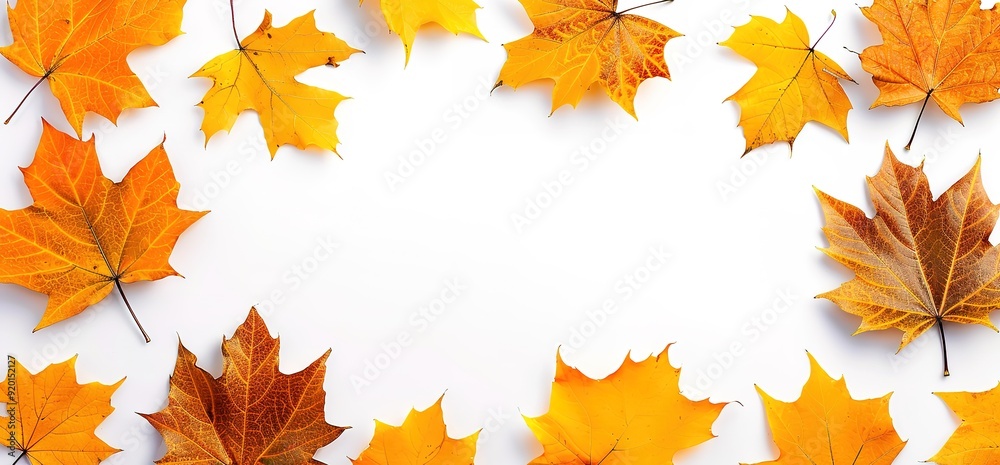 Autumn leaves arranged in a frame shape on a white background. Perfect for fall designs or seasonal greetings. Autumn leaves arranged in a frame shape on a white background. Perfect for fall designs or seasonal greetings.