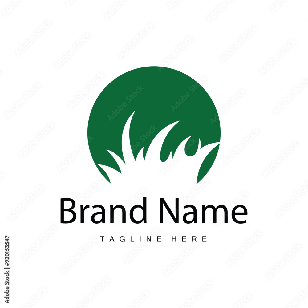 Fototapeta premium Farm illustration green grass logo design simple natural grass vector template