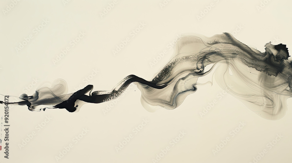 Flowing Smoke in Sumi-e