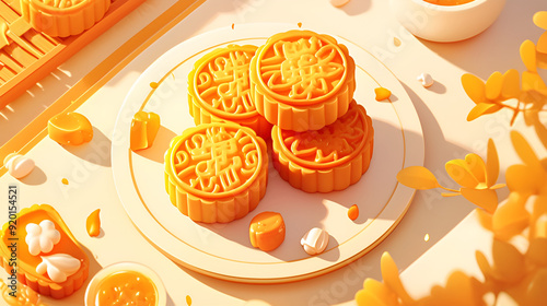 Delicious Mid-Autumn Festival mooncake illustration	
