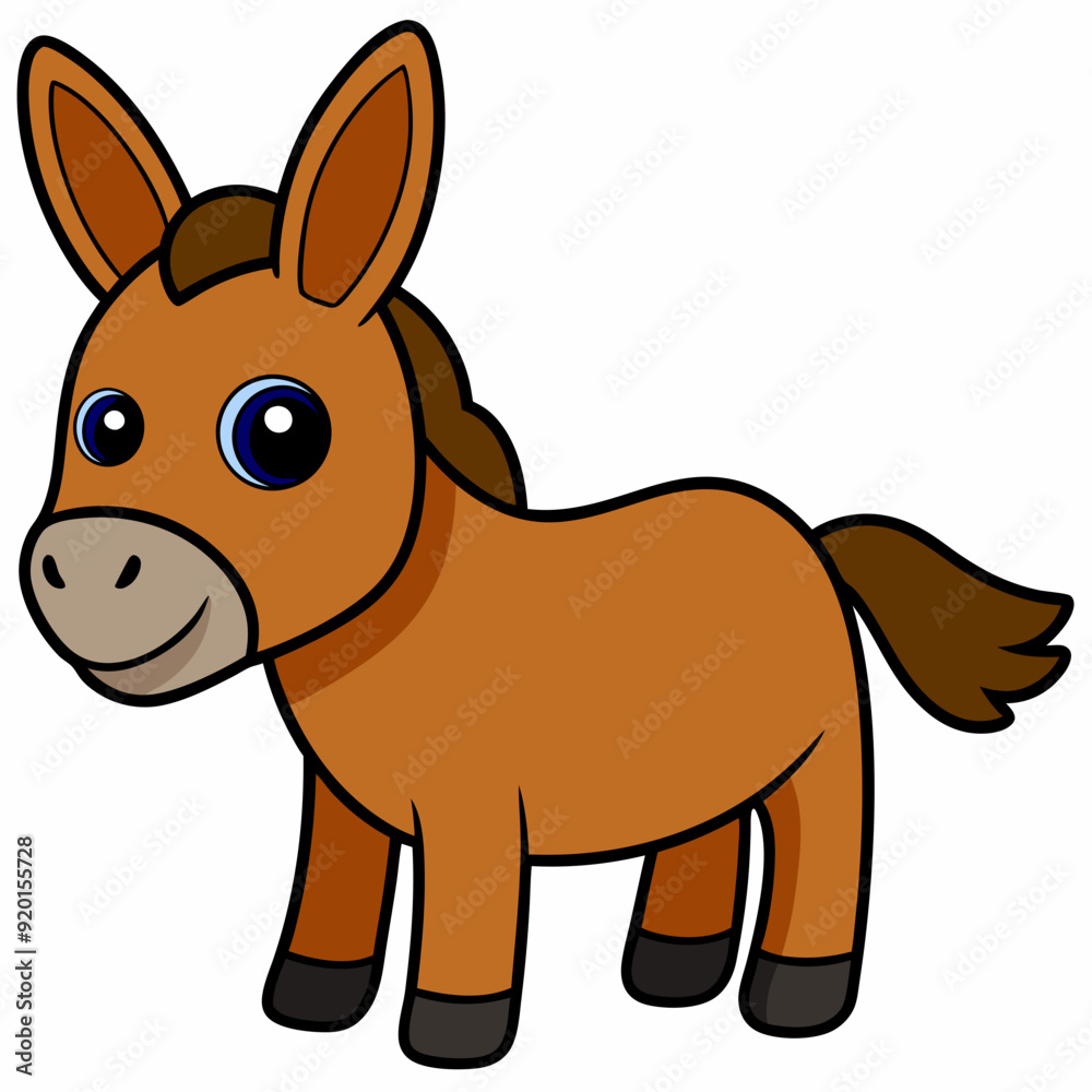 Naklejka premium mule isolated on white, mule vector illustration, animal vector art, mule silhouette, pet vector icon, donkey cartoon line art, eps