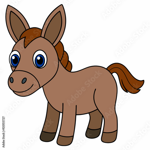 mule isolated on white, mule vector illustration, animal vector art, mule silhouette, pet vector icon, donkey cartoon line art, eps