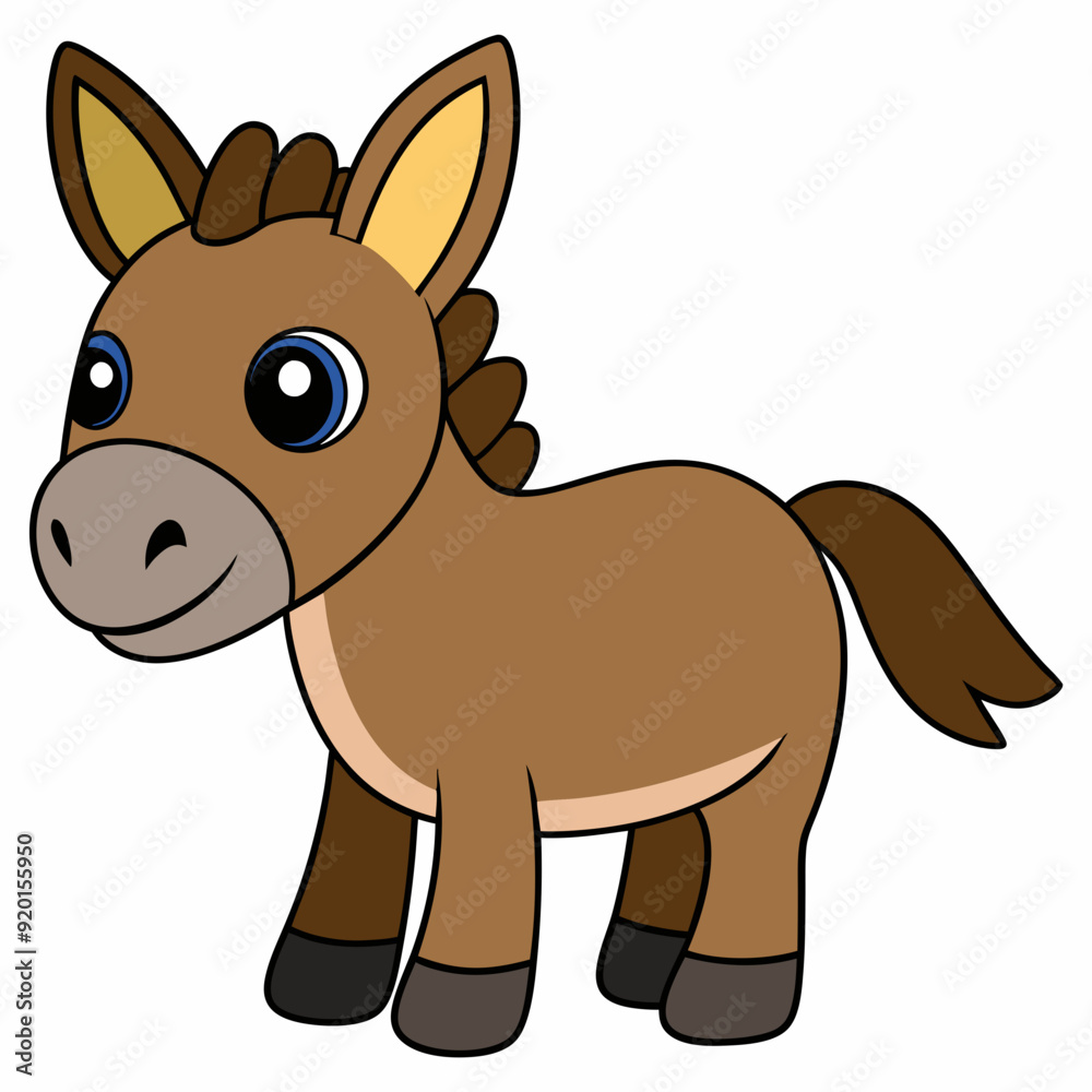 Fototapeta premium mule isolated on white, mule vector illustration, animal vector art, mule silhouette, pet vector icon, donkey cartoon line art, eps