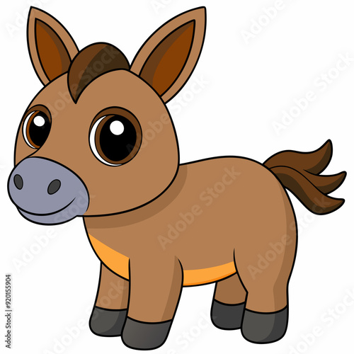 mule isolated on white, mule vector illustration, animal vector art, mule silhouette, pet vector icon, donkey cartoon line art, eps
