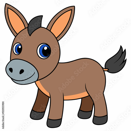 mule isolated on white, mule vector illustration, animal vector art, mule silhouette, pet vector icon, donkey cartoon line art, eps