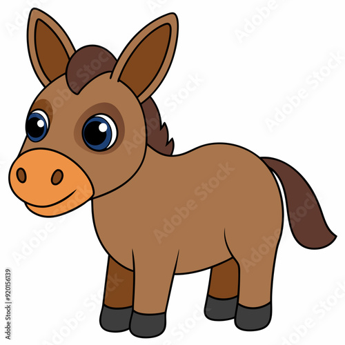 mule isolated on white, mule vector illustration, animal vector art, mule silhouette, pet vector icon, donkey cartoon line art, eps