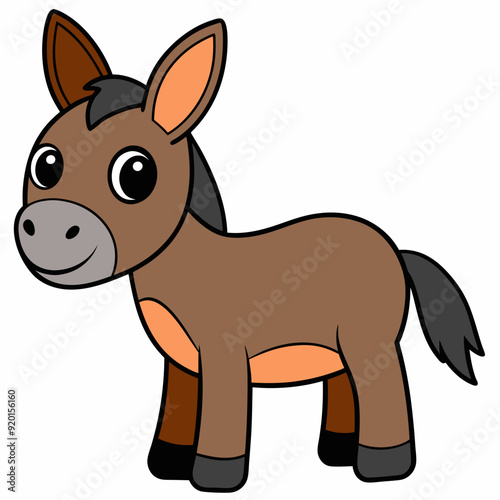 mule isolated on white, mule vector illustration, animal vector art, mule silhouette, pet vector icon, donkey cartoon line art, eps