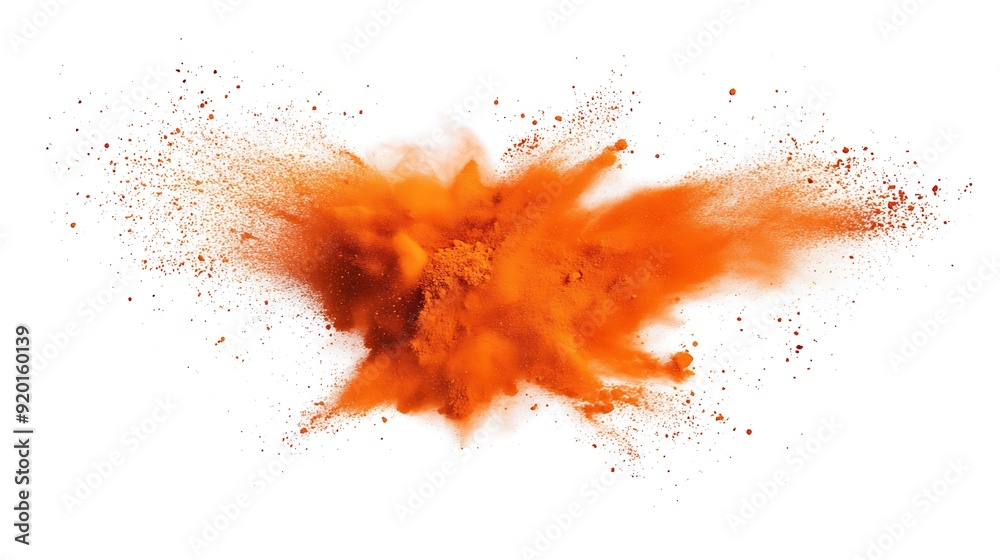 Orange Powder Explosion On White Background Orange Powder Explosion On White Background
