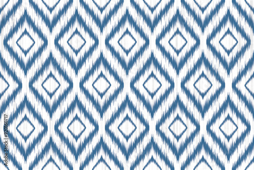 ikat Abstract Ethnic art. Seamless pattern in tribal,folk embroidery,and Mexican style. Aztec geometric art ornament print. Design for carpet,cover,wallpaper,wrapping,fabric,clothing photo