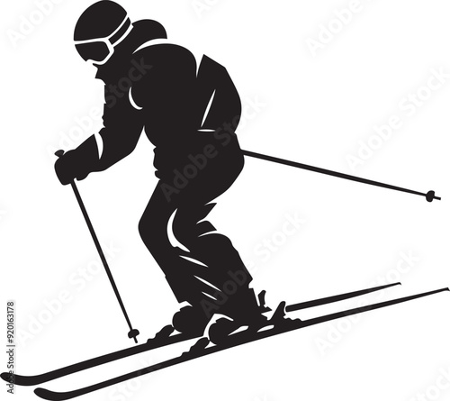 Person Skiing icon clean simple silhouette