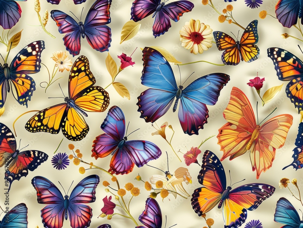 Elegant Butterfly and Flower Pattern in Vibrant Hues and Graceful Movement long title This captivating digital showcases an enchanting pattern Elegant Butterfly and Flower Pattern in Vibrant Hues and Graceful Movement long title This captivating digital showcases an enchanting pattern
