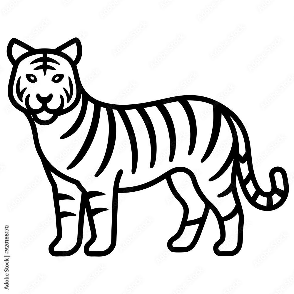 Tiger isolated on white, Tiger vector illustration, animal vector art, Tiger silhouette, pet vector icon, lion cartoon line art, eps Tiger isolated on white, Tiger vector illustration, animal vector art, Tiger silhouette, pet vector icon, lion cartoon line art, eps