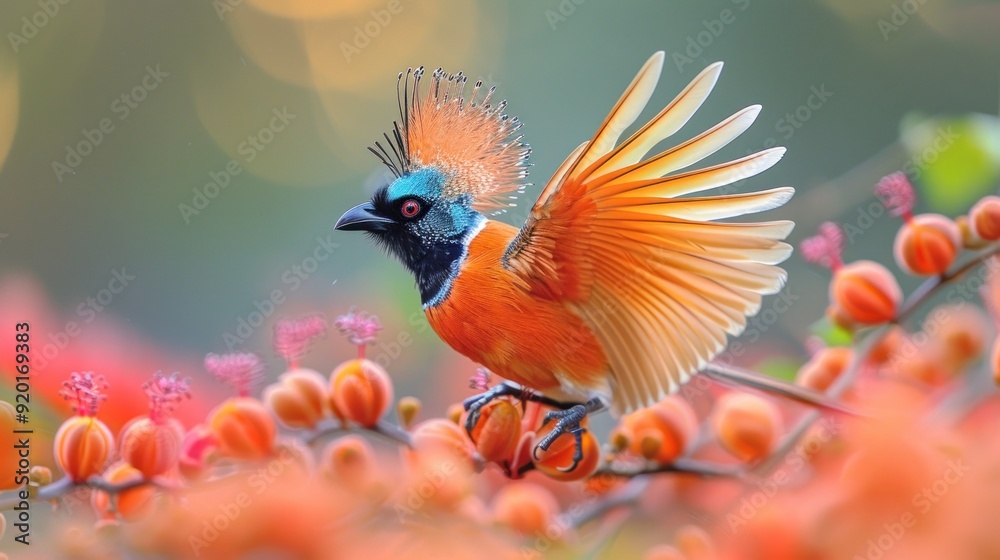 Vibrant Bird with Orange and Blue Feathers Vibrant Bird with Orange and Blue Feathers