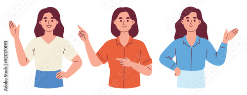 Woman Pointing and Explaining Something
