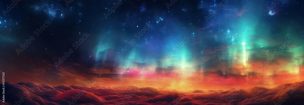 colorful sky with stars and clouds colorful sky with stars and clouds