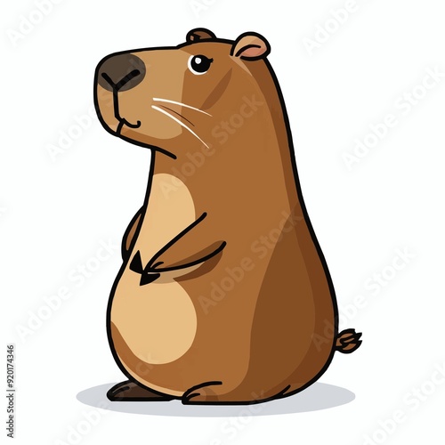 Capybara. Cute largest rodent. Vector illustration isolated on white background.