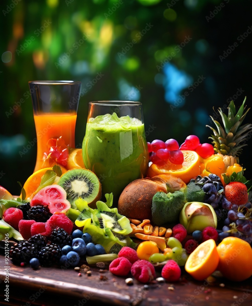 table topped with glass fruit and glass juice table topped with glass fruit and glass juice