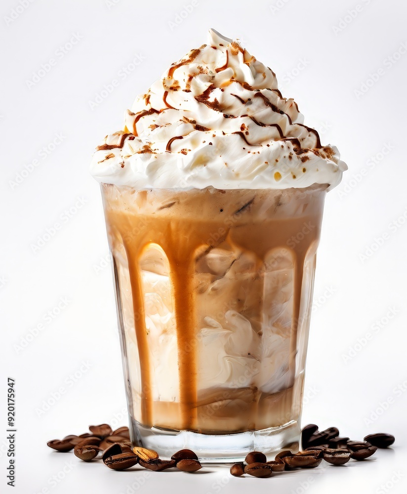 glass iced coffee with whipped and chocolate