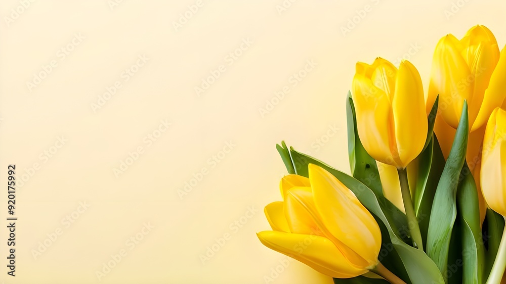 beautiful bunch of ember, yellow tulips flowers on decent yellow background - the background offers lots of space for text
beautiful bunch of ember, yellow tulips flowers on decent yellow background - the background offers lots of space for text