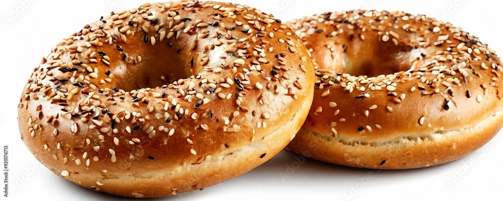 two bagels with sesame spil and sesame seeds two bagels with sesame spil and sesame seeds