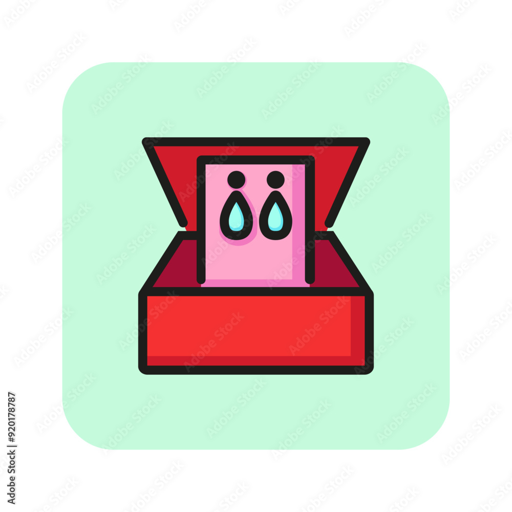 Box of earrings line icon. Giftbox, elegant, open. Jewelry concept. Vector illustration can be used for topics like treasure, anniversary, celebration Box of earrings line icon. Giftbox, elegant, open. Jewelry concept. Vector illustration can be used for topics like treasure, anniversary, celebration