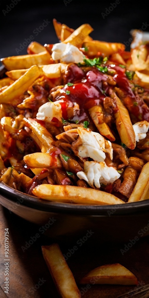 bowl fries with cheese and sauce bowl fries with cheese and sauce