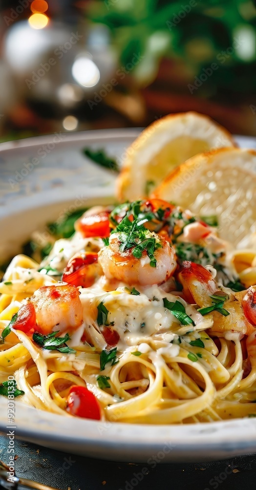 plate pasta with shrimp and tomatoes plate pasta with shrimp and tomatoes