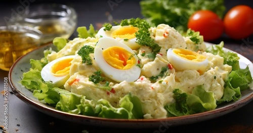 plate food with eggs and vegetables