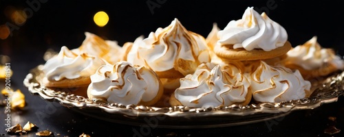 plate meral meral with whipped cream photo