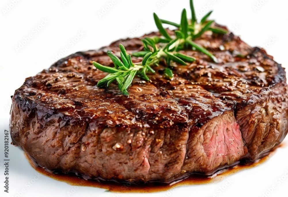 steak steak with sauce and herbs on white plate steak steak with sauce and herbs on white plate