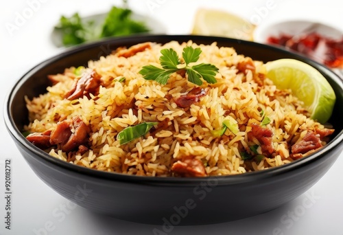 bowl rice with bacon and ci