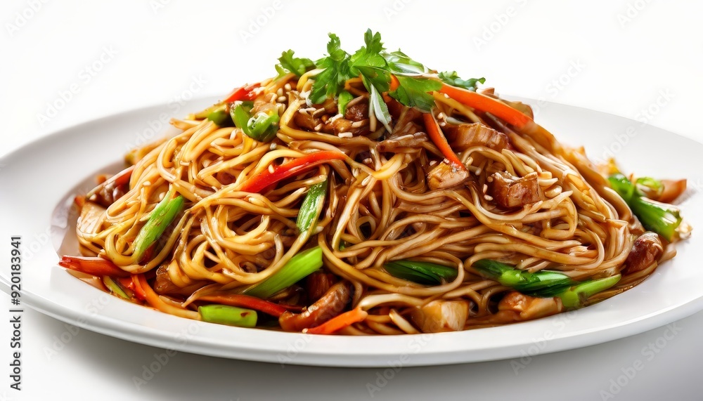 plate noodles with vegetables and meat plate noodles with vegetables and meat