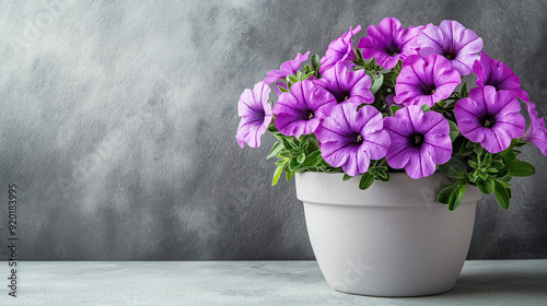 Wallpaper Mural Vibrant Petunia flowers in pots on minimalist background Torontodigital.ca