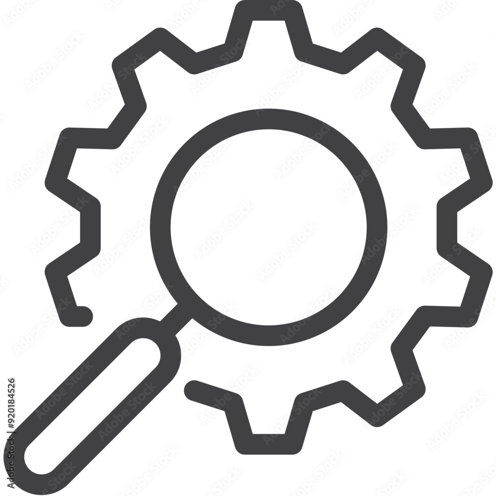 Simple search process outline icon on white background Simple search process outline icon on white background