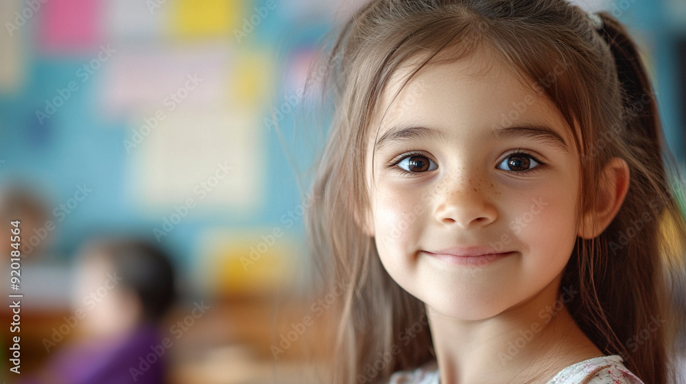 Portrait of young girl student attending school Portrait of young girl student attending school