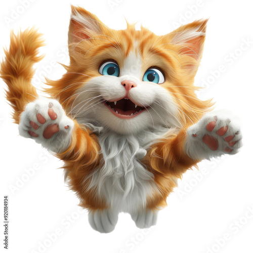 Cute kitten 3d rendering isolated on a transparent background for web, banner, wallpaper