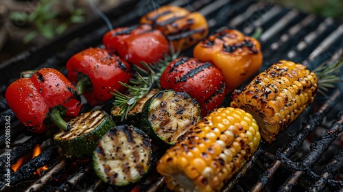 Grilled vegetables on an outdoor barbecue